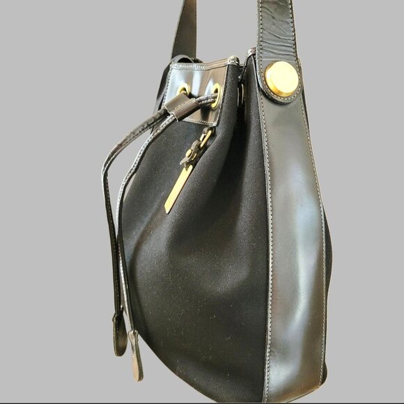 Vintage Dooney & Bourke Black Canvas Drawstring Tote | Made in USA - Picture 16 of 16